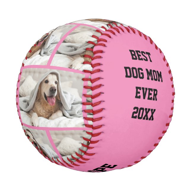 Personalisierte BEST DOG MAMA JE Baseball (Schrägansicht)