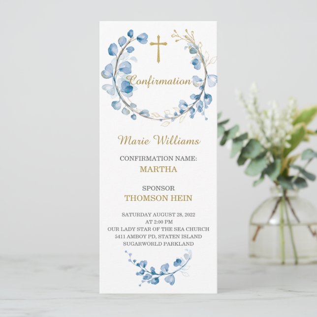 Personalisierte Bestätigungskarte Menükarte (Stehend Vorderseite)