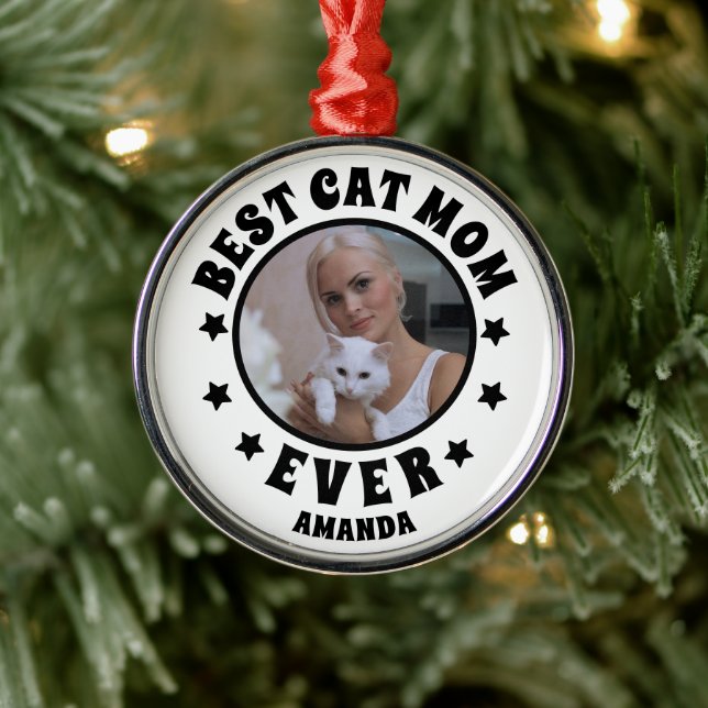 Personalisierte beste Cat Mama je benutzerdefinier Ornament Aus Metall (Baum)