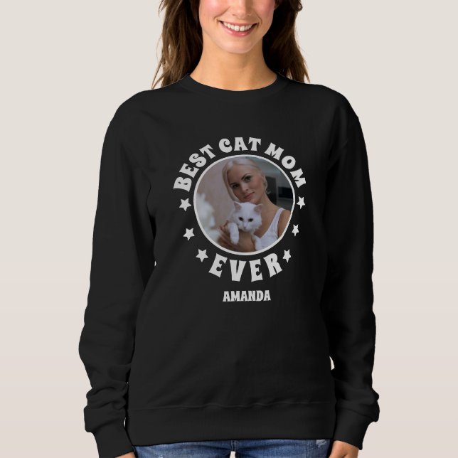 Personalisierte beste Cat Mama je benutzerdefinier Sweatshirt (Vorderseite)