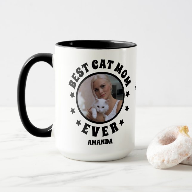 Personalisierte beste Cat Mama je benutzerdefinier Tasse (Mit Donut)