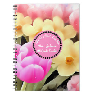 Personalisierte beste Floral-Lehrerin Notizblock