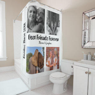 Personalisierte Beste Freunde für immer 4 Foto Co Duschvorhang