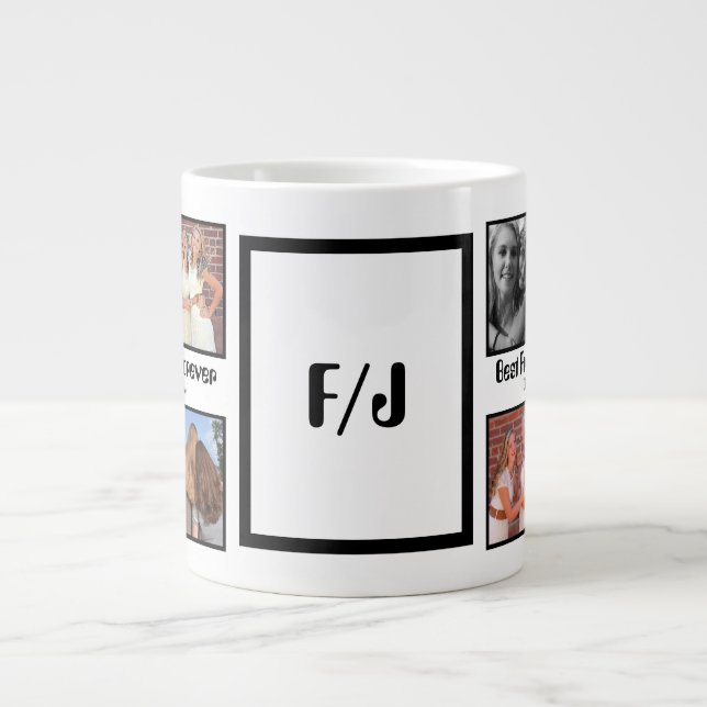 Personalisierte Beste Freunde für immer 4 Foto Col Jumbo-Tasse (Vorderseite)