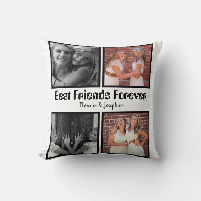 Personalisierte Beste Freunde für immer 4 Foto Col Kissen (Vorderseite)