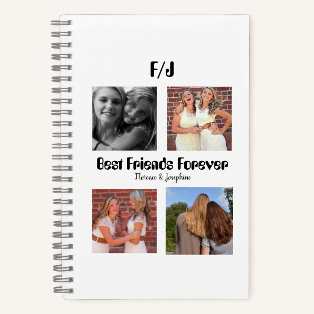 Personalisierte Beste Freunde für immer 4 Foto Col Notizbuch (Vorderseite)