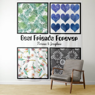 Personalisierte Beste Freunde für immer 4 Foto Col Wandteppich