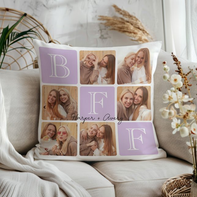 Personalisierte beste Freunde für immer 6 FotoColl Kissen (Celebrate your unbreakable bond with this "Best Friends Forever" photo pillow! )
