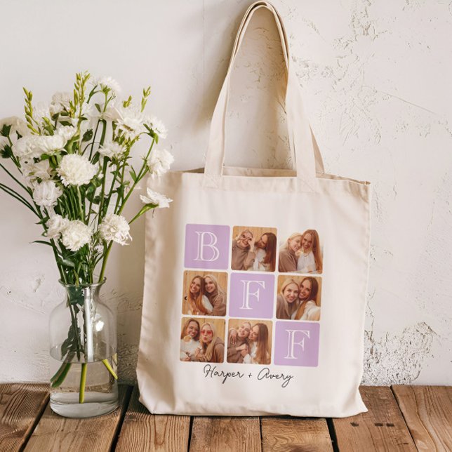 Personalisierte beste Freunde für immer 6 FotoColl Tragetasche (Celebrate your unbreakable bond with this "Best Friends Forever" photo tote bag! )