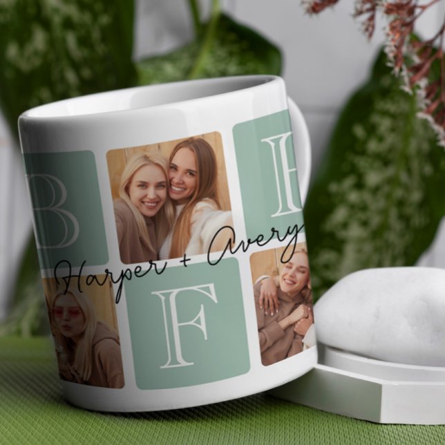 Personalisierte beste Freunde für immer 7 FotoColl Kaffeetasse (Celebrate your unbreakable bond with this "Best Friends Forever" photo mug! )