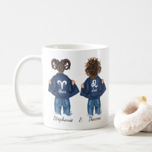Personalisierte beste Freundinnen Widder Löwe Mädc Kaffeetasse