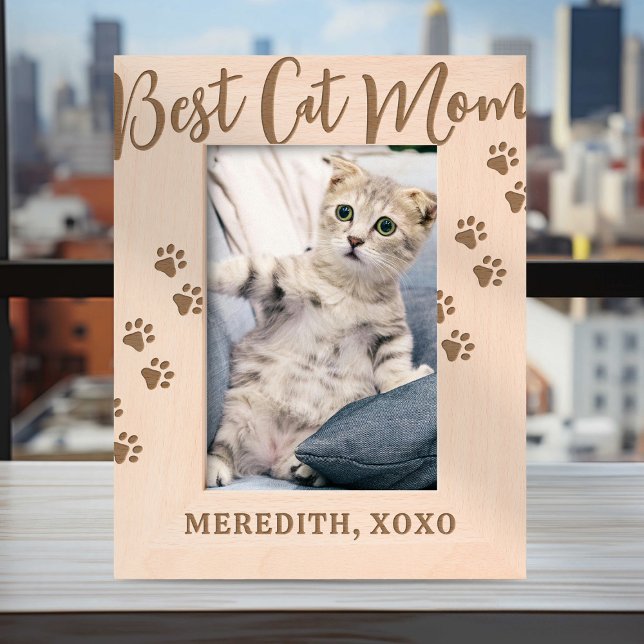 Personalisierte beste Katzenmutter Geätzte Rahmen (Von Creator hochgeladen)
