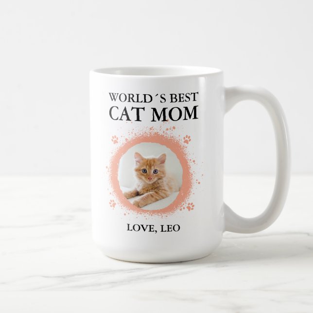 Personalisierte beste Katzenmutter Kaffeetasse (Rechts)