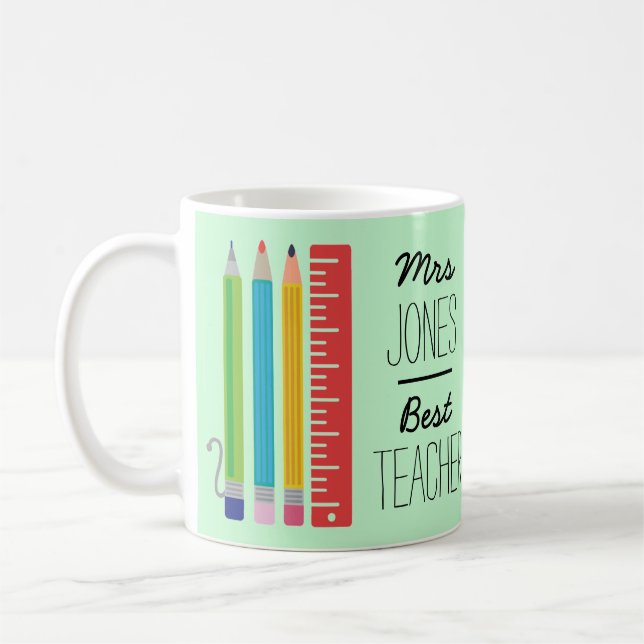 Personalisierte beste Lehrer-Bleistift-Tasse Tasse (Links)