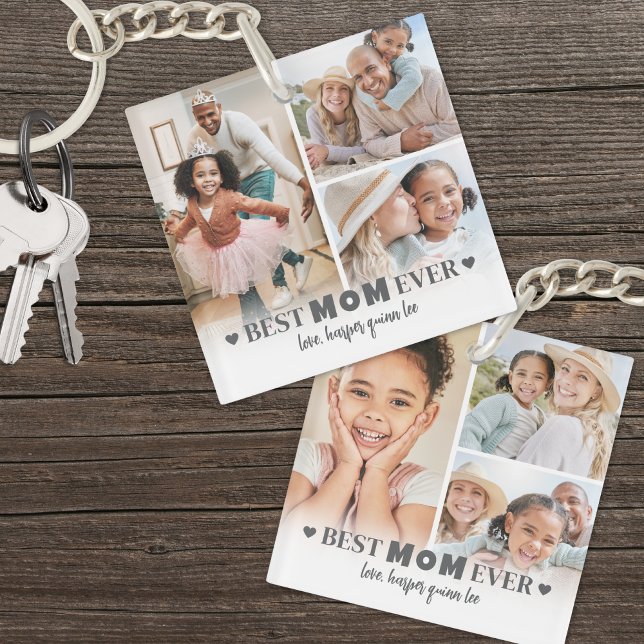 Personalisierte Beste Mama 6 Foto Collage Mutter Schlüsselanhänger (Personalized Best Mom 6 Photo Collage Mother Keychain)