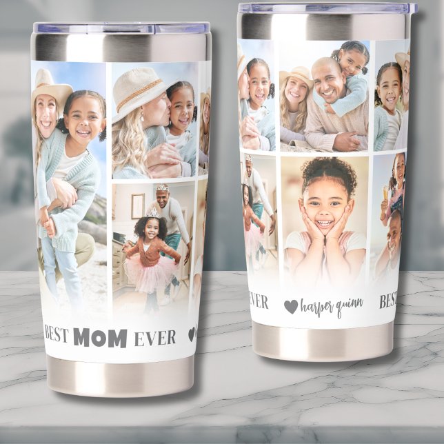 Personalisierte Beste Mama Foto Collage Mutter Thermobecher (Personalized Best Mom 8 Photo Collage Mother Insulated Tumbler )