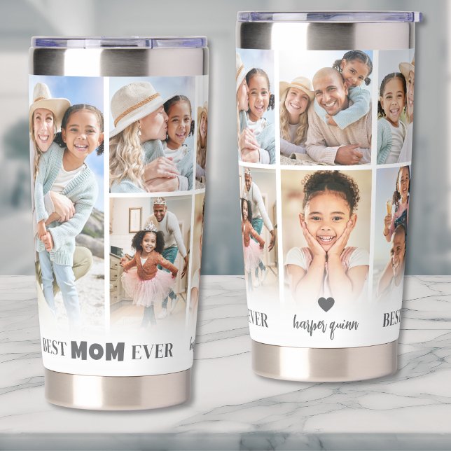 Personalisierte Beste Mama Foto-Collage Mutter Thermobecher (Personalized Best Mom Photo Collage Mother Insulated Tumbler)