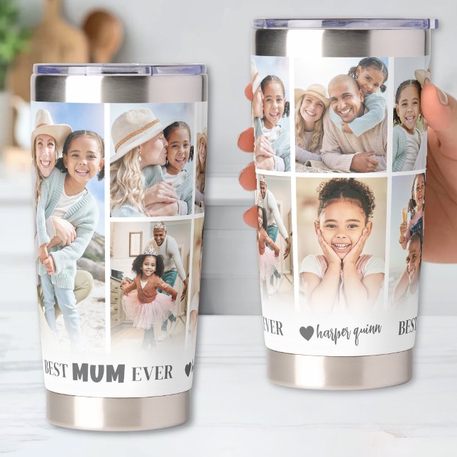 Personalisierte Beste Mama Foto-Collage Mutter Thermobecher (Personalized Best Mum Photo Collage Mother Insulated Tumbler)