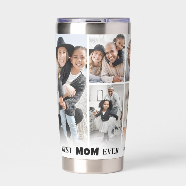 Personalisierte Beste Mama Foto-Collage Mutter Thermobecher (Vorderseite)