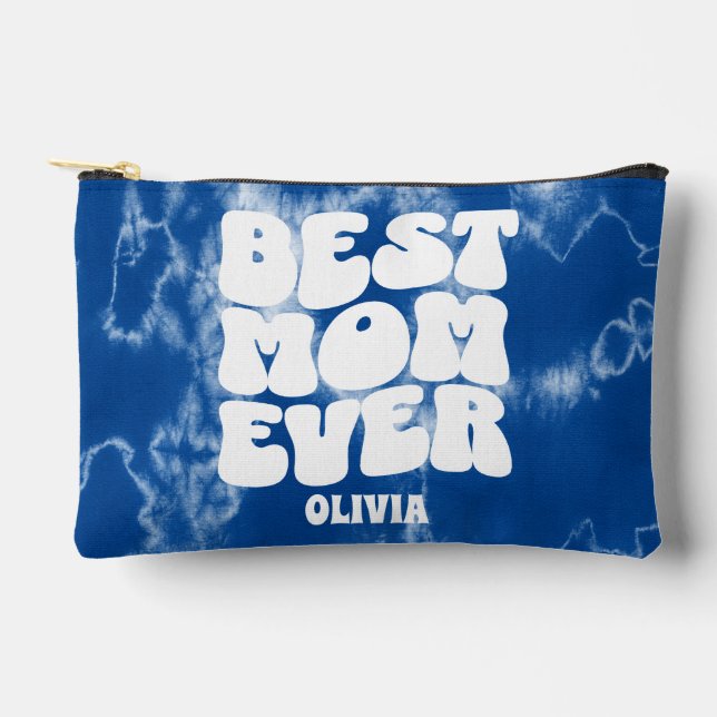 Personalisierte beste Mama je Blue Gefärbte Krawat Zubehörtasche (Vorderseite)