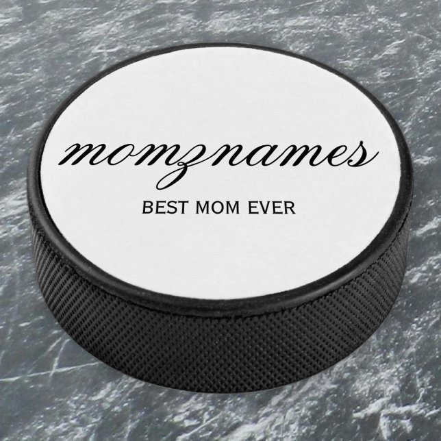 Personalisierte Beste Mama je Kalligrafiebezeichnu Eishockey Puck (Von Creator hochgeladen)