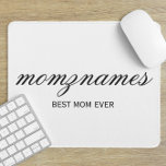 Personalisierte Beste Mama je Kalligrafiebezeichnu Mousepad<br><div class="desc">Feiern Sie die besonderen Mütter in Ihrem Leben mit unserem Personalisierten Design für den besten Kalligraphienamen der Mama, perfekt für Muttertag, Geburtstage oder jede Gelegenheit, Ihre Liebe zu zeigen. Dieses elegante und anpassbare Geschenk ist ideal für alle Mütter - ob sie die weltbeste Mutter aller Zeiten sind, Hundemutter, Katzenmutter oder...</div>
