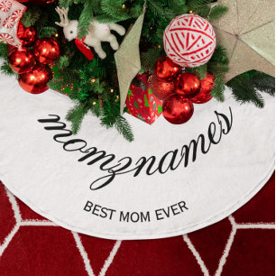Personalisierte Beste Mama je Kalligrafiebezeichnu Polyester Weihnachtsbaumdecke