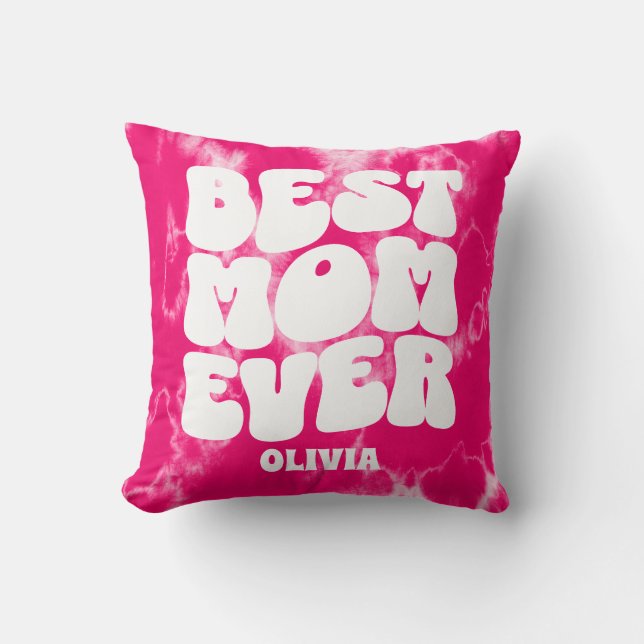 Personalisierte beste Mama je rosa Gefärbte Krawat Kissen (Vorderseite)