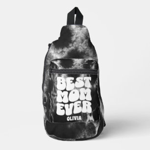 Personalisierte beste Mama je schwarze Gefärbte Kr Crossbody Bag
