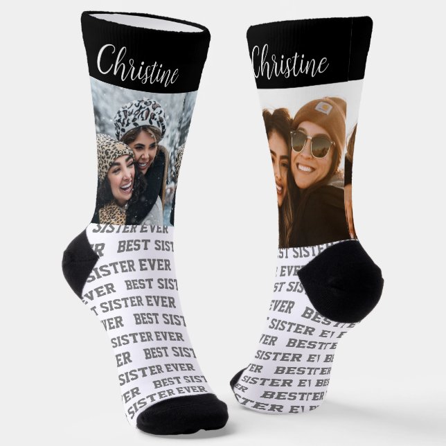 Personalisierte Beste Schwester überhaupt Foto-Vor Socken (Gewinkelt)