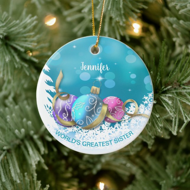 Personalisierte Beste Schwester Weihnachten Keramik Ornament (Baum)