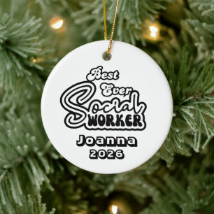 Personalisierte beste Sozialarbeiterin Keramik Ornament