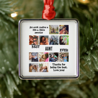Personalisierte Beste Tante je 12 FotoCollage Ornament Aus Metall