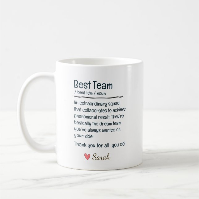 Personalisierte beste Team-Würdigung Kaffeetasse (Links)