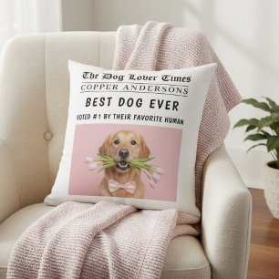 Personalisierte „Bester Hund überhaupt“-Zeitungsfo Kissen