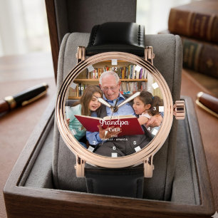 Personalisierte "Bester Opa ever" moderne Typograf Armbanduhr