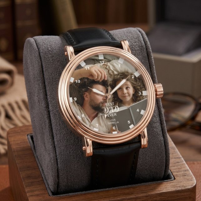 Personalisierte "bester VATER ever" moderne Typogr Armbanduhr (Von Creator hochgeladen)