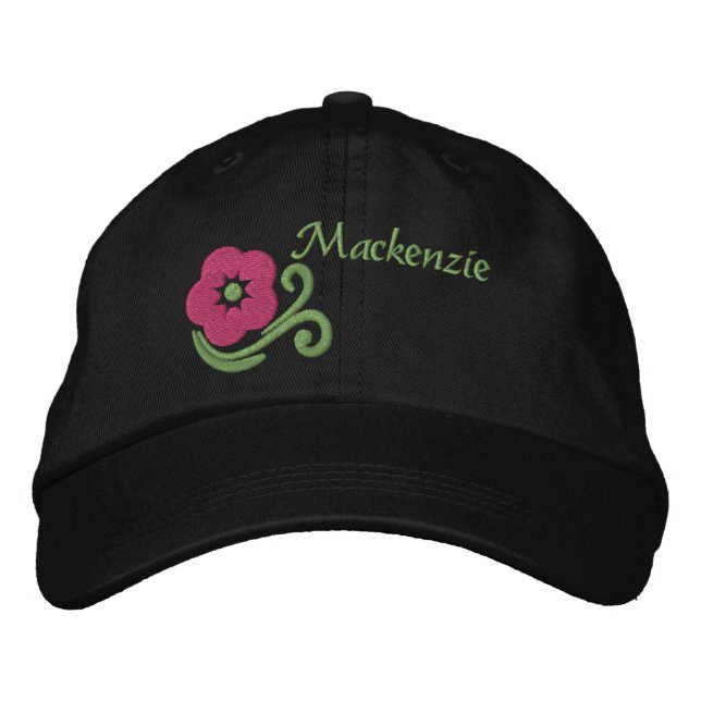 Personalisierte bestickte Baseballmütze mit Blumen Baseballkappe (Vorderseite)