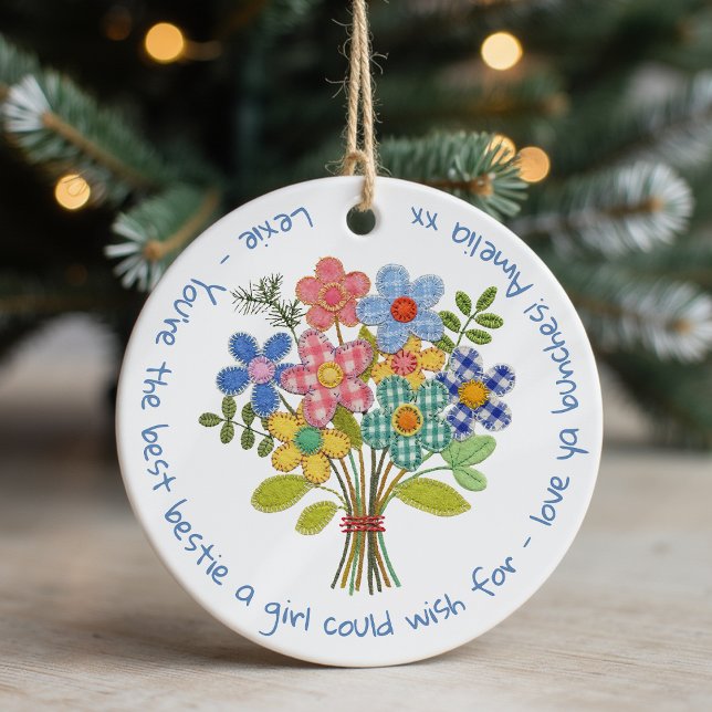 Personalisierte Bestie Patchwork Blume Geschenk Keramik Ornament (Von Creator hochgeladen)