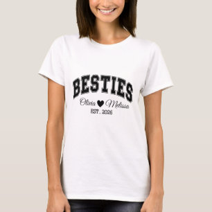 Personalisierte Besties Est 2026 Varsity T-Shirt