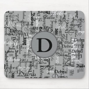 Personalisierte Bezeichnung Monogramm schwarz-weiß Mousepad