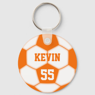 Personalisierte Bezeichnung Orange Soccer Ball Schlüsselanhänger