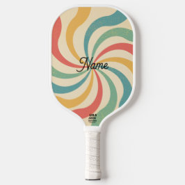 Personalisierte Bezeichnung Retro Streifen Typogra Pickleball Schläger