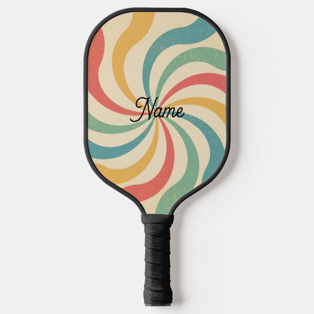 Personalisierte Bezeichnung Retro Streifen Typogra Pickleball Schläger (Vorderseite)