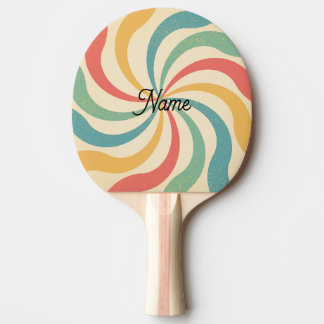 Personalisierte Bezeichnung Retro Streifen Typogra Tischtennis Schläger