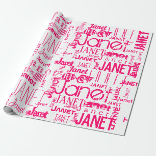 Personalisierte Bezeichnung Typografie Hot Pink Geschenkpapier