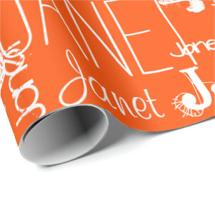 Personalisierte Bezeichnung Typografie Orange Word Geschenkpapier