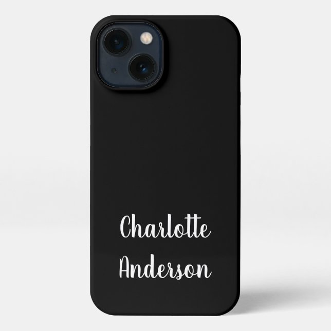 Personalisierte Bezeichnung Typografie Schwarz/Wei iPhone Hülle (Rückseite)