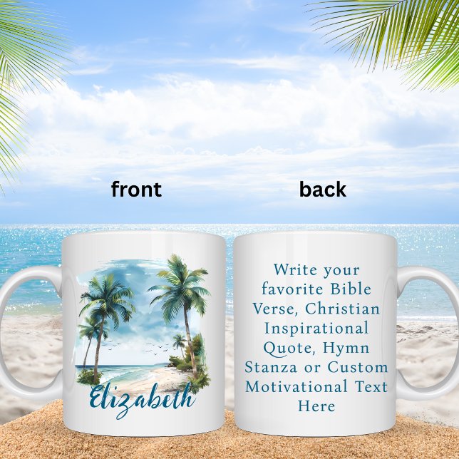 Personalisierte Bibel Verse Beach Landschaft Kaffeetasse (Von Creator hochgeladen)