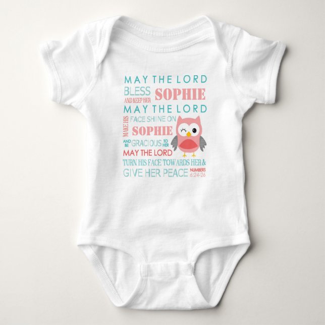 Personalisierte Bibel Verse Owl Baby T Shirt (Vorderseite)